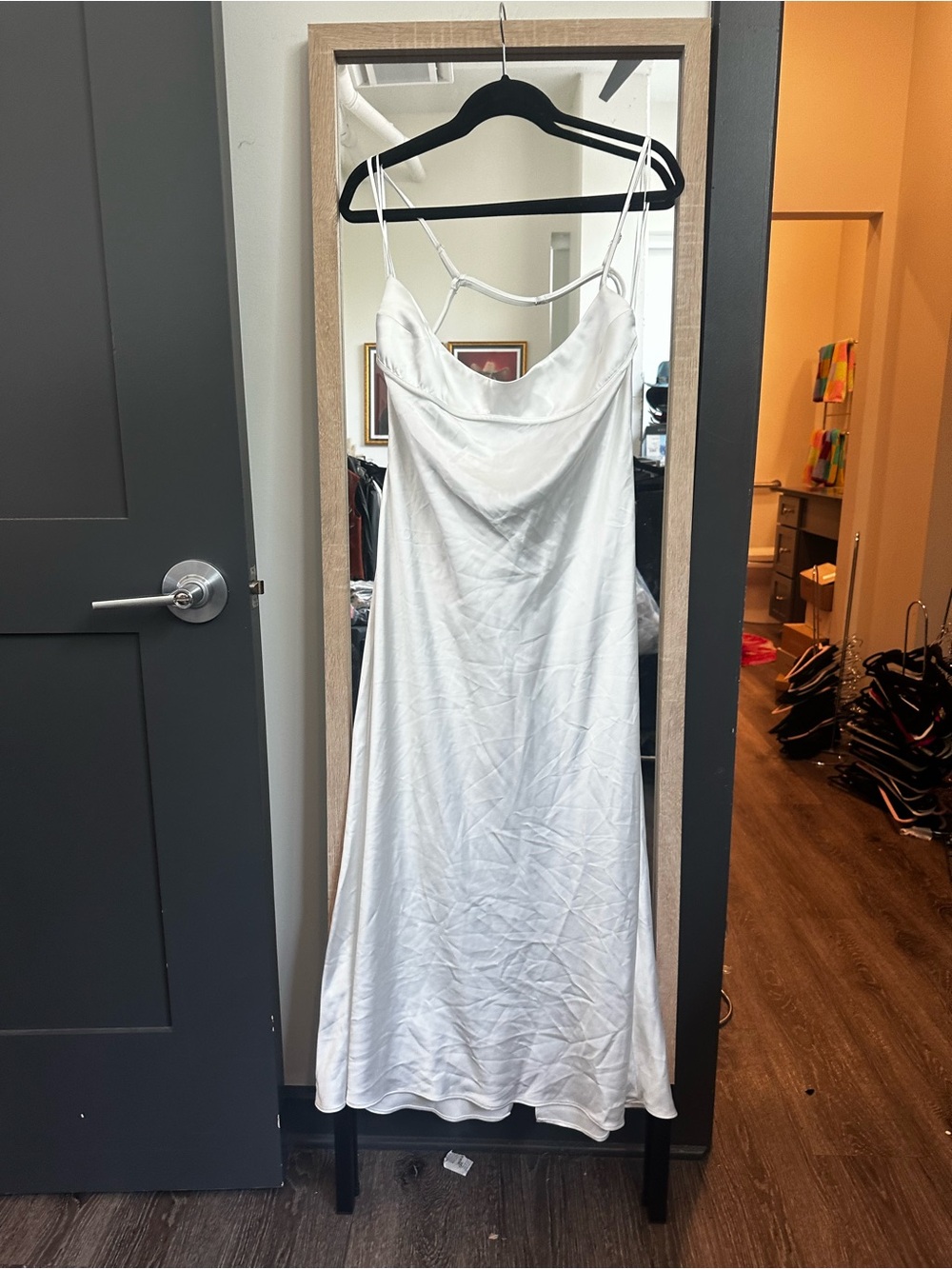 Zara White Satin Slip Dress with underbust detail